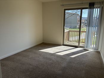 A courtyard view from the living room.